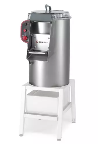 ÉPLUCHEUSE 20 KG AVEC PLATEAU ET RACLEURS LATEREAUX ABRASIFS