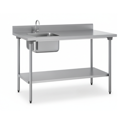 TABLE DU CHEF ADOSSÉE AVEC ÉTAGÈRE