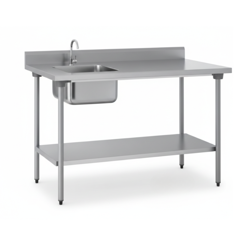 TABLE DU CHEF ADOSSÉE AVEC ÉTAGÈRE