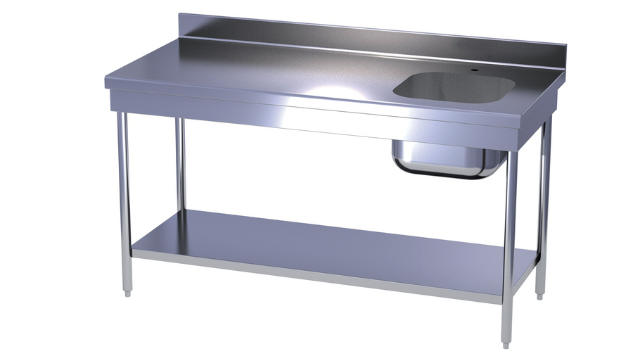 TABLE DU CHEF ADOSSÉE AVEC ÉTAGÈRE BASSE