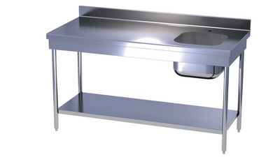 TABLE DU CHEF ADOSSÉE AVEC ÉTAGÈRE BASSE