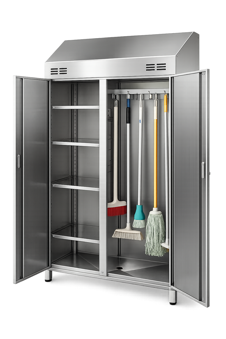 ARMOIRE PRODUITS D'ENTRETIEN 1 PORTE AVEC SÉPARATION