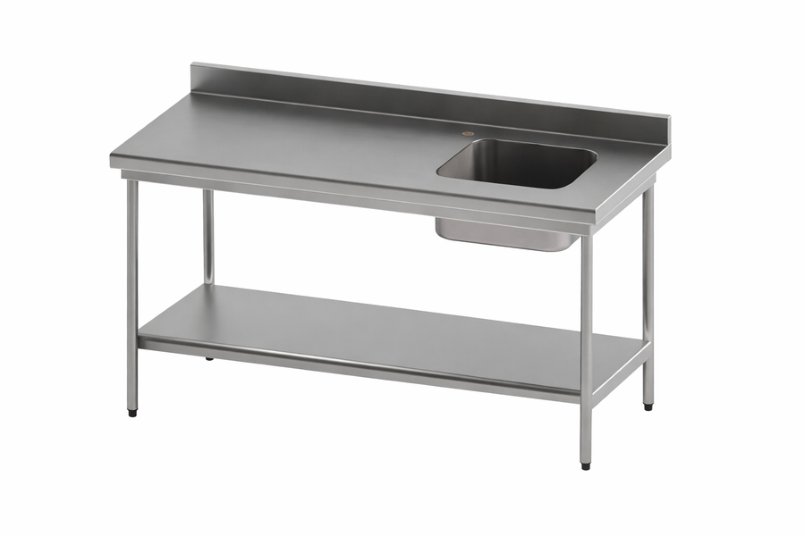 TABLE DU CHEF ADOSSÉE AVEC ÉTAGÈRE BASSE